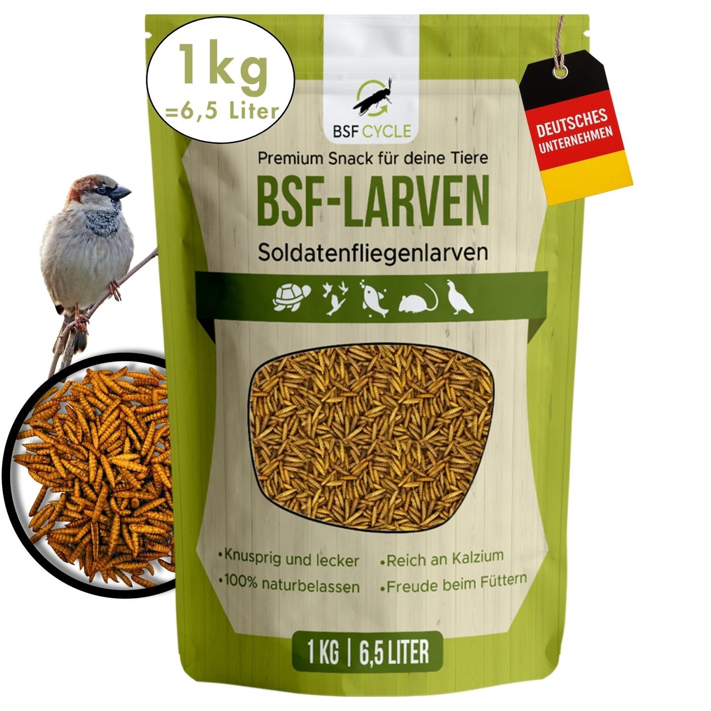 Larves de mouches soldats séchées