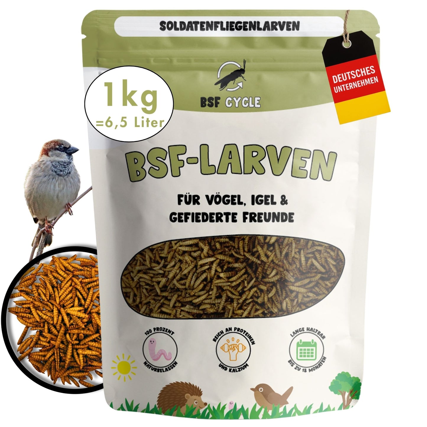 Larves de mouches soldats séchées