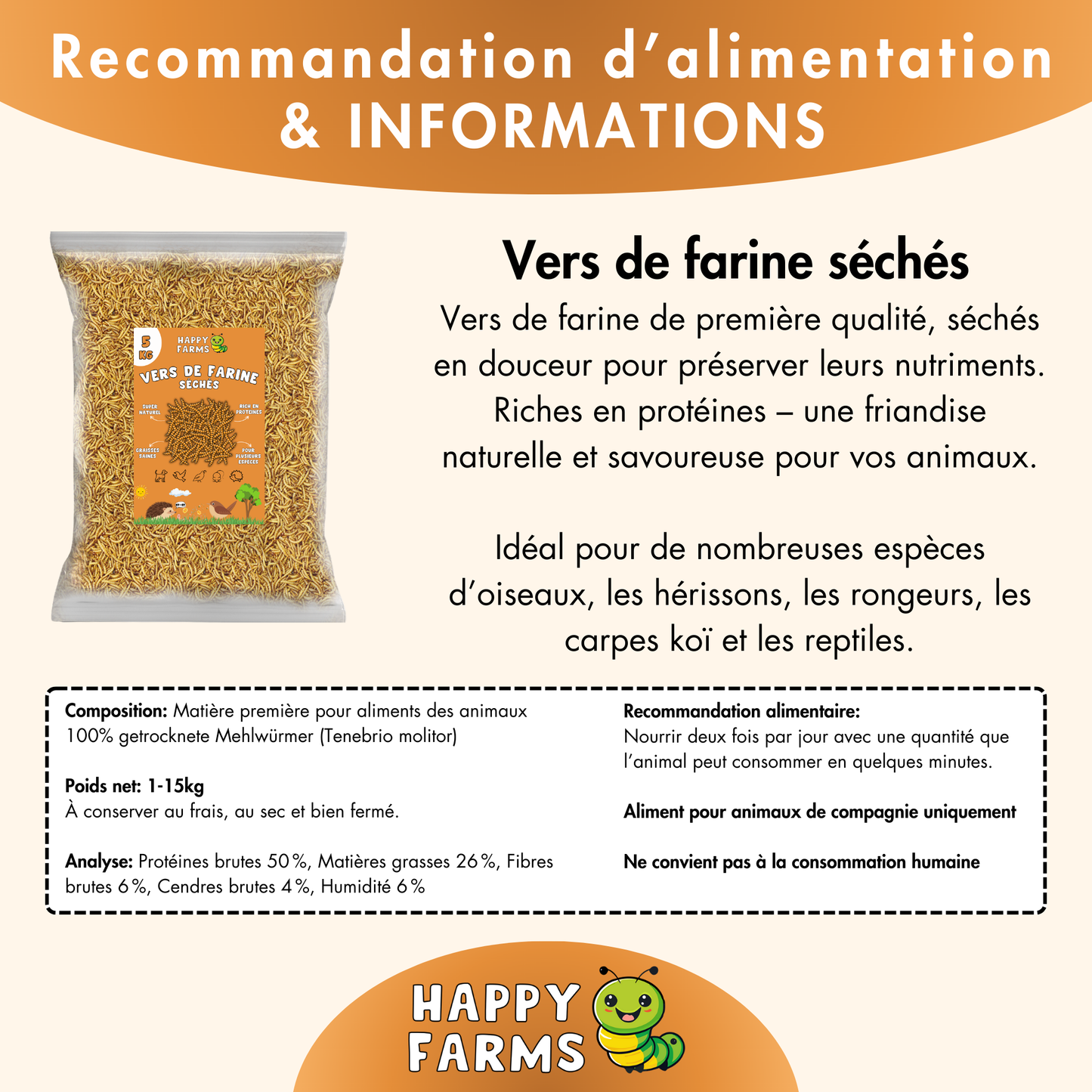 Vers de farine séchés