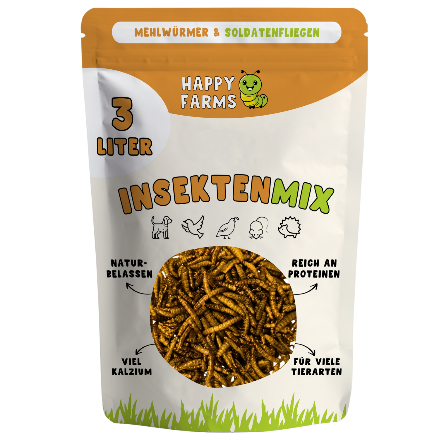 Happy Farms InsektenMix in 3-Liter-Verpackung – natürliche Proteinquelle für Wildvögel und Haustiere