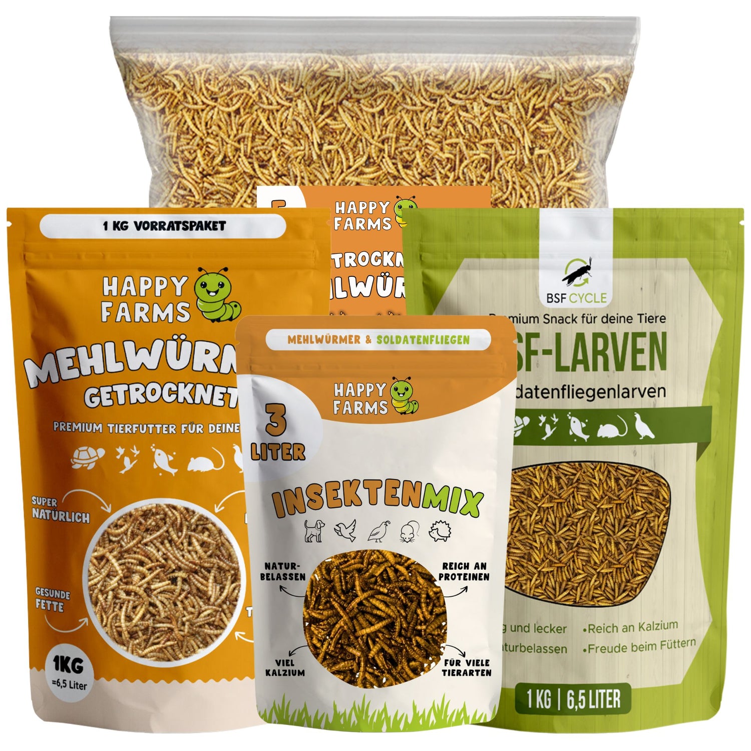 InsektenMix für Vögel, Hühner und Igel – nachhaltiges Naturfutter aus Mehlwürmern und Soldatenfliegenlarven