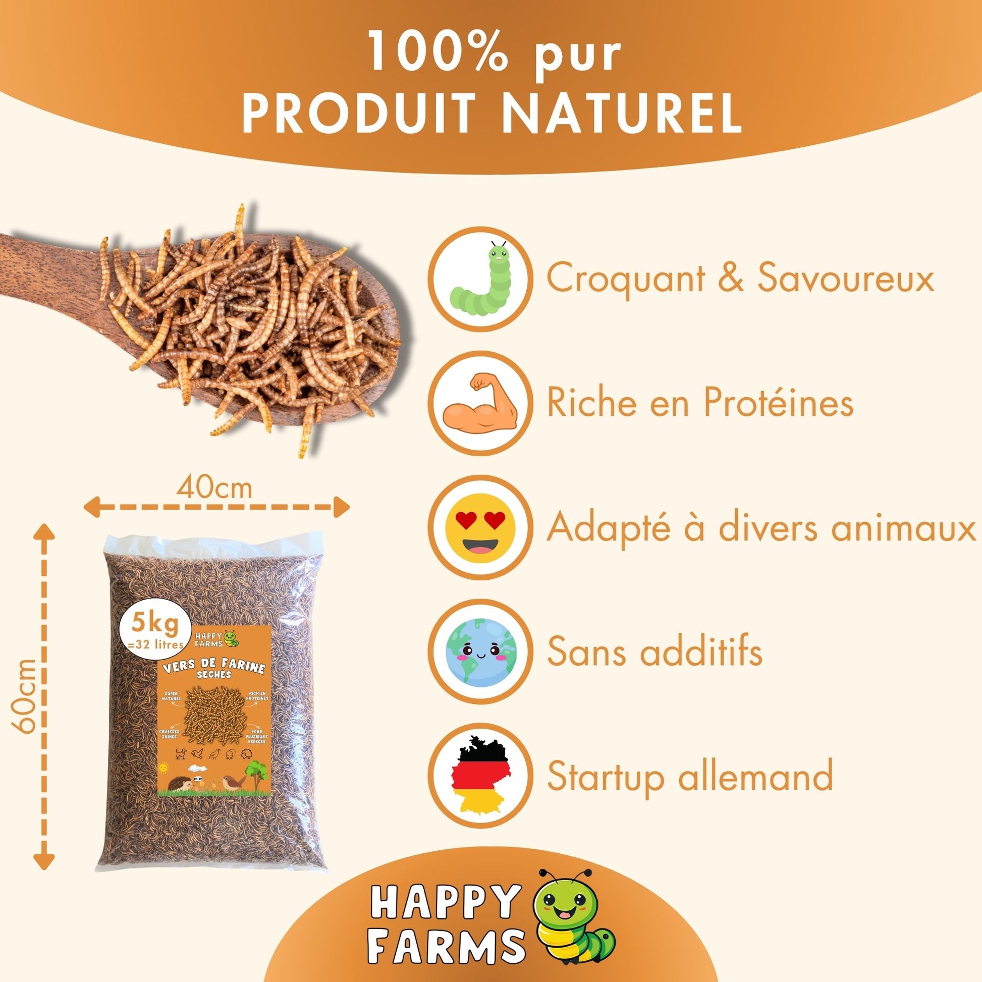 Vers de farine séchés 5 kg – nourriture riche en protéines pour oiseaux & hérissons